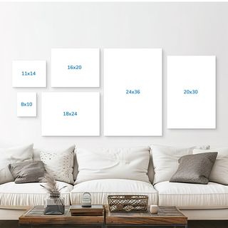 Room with various canvas print sizes on wall